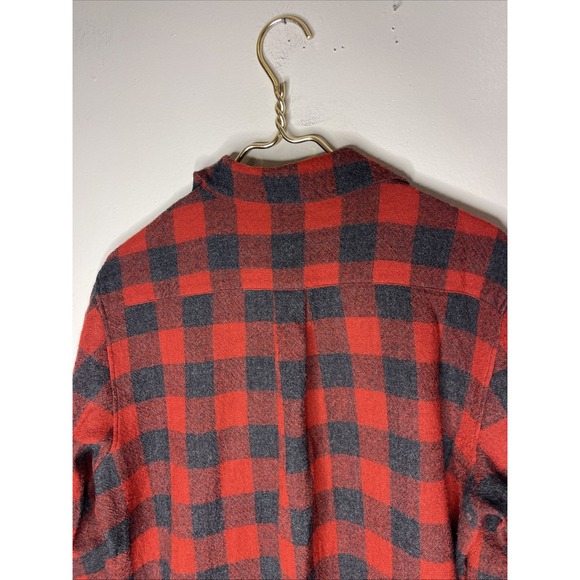 Mens Ann Demeulemeester Red‎ Black Buffalo Check Plaid Wool Button Down Shirt M - Picture 5 of 6